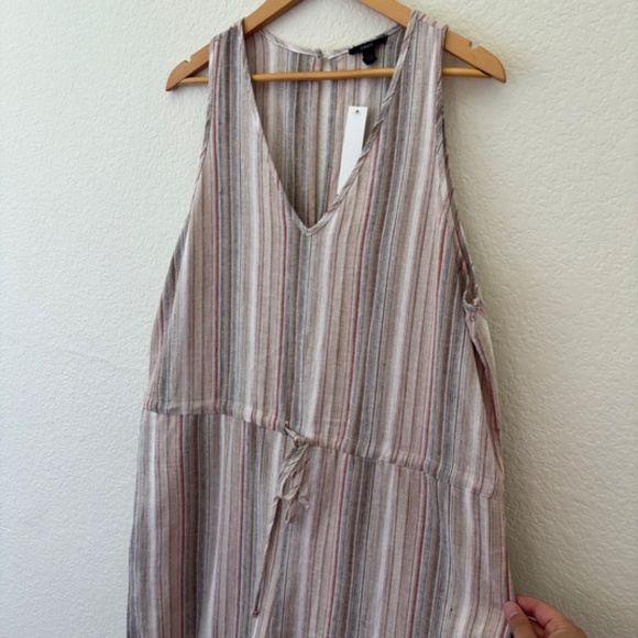 DREW neutral striped linen blend sleeveless jumpsuit NWT Size Large - Picture 2 of 7